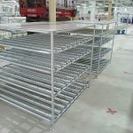 Industrial gravity roller rack system for factory material flow